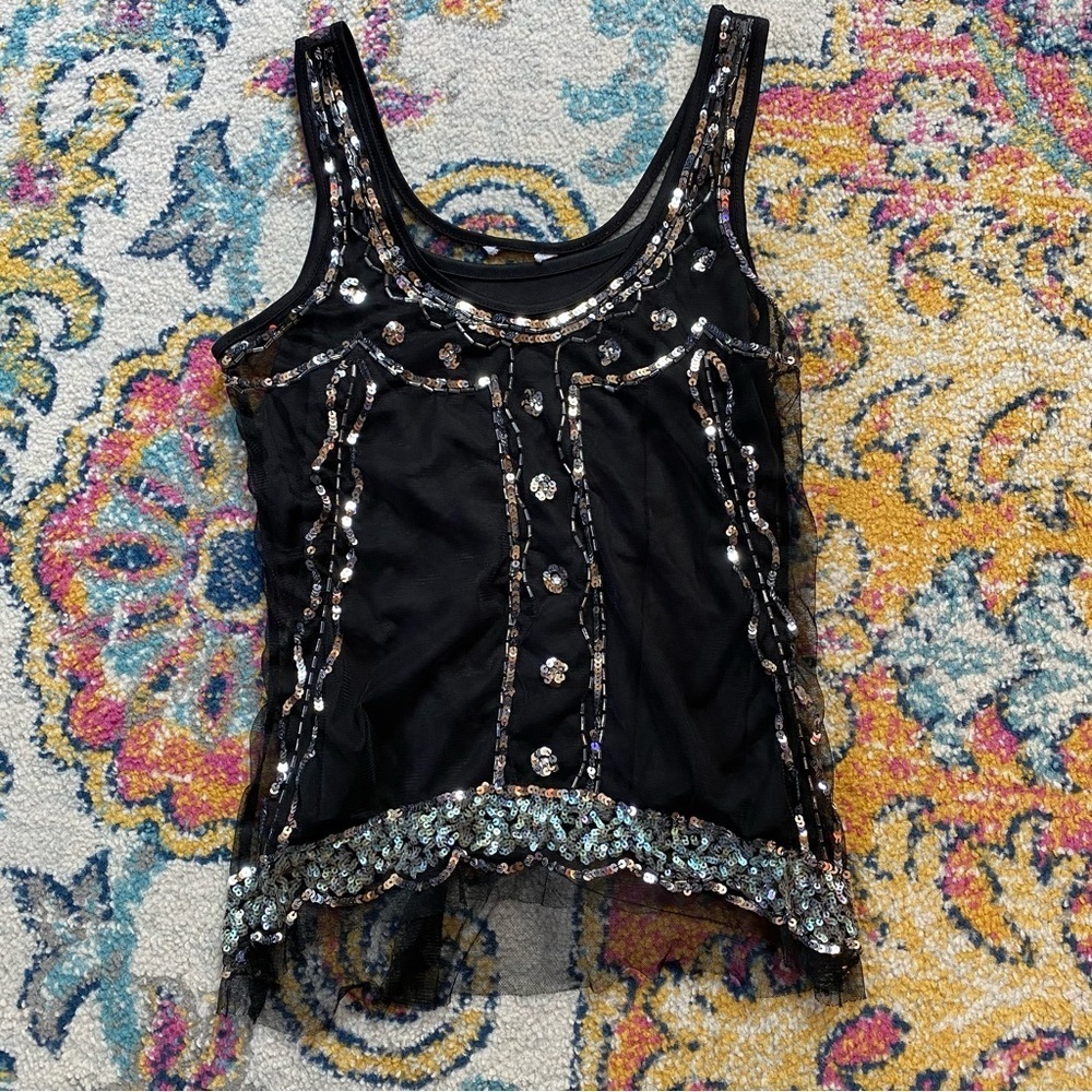 Vintage Y2K Candie’s Black Mesh Sequin Tank Top - Picture 8 of 8